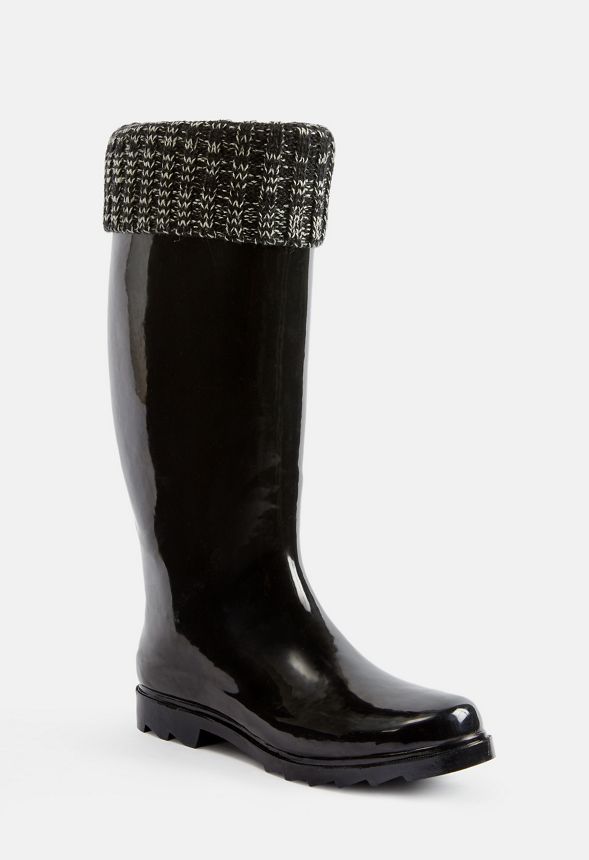 Rockie Fold over Cuff Rain Boot in Black - Get great deals at JustFab