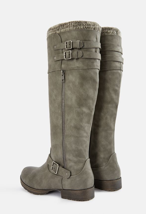 knee high boots with sweater cuff