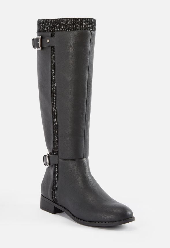 knee high boots with sweater cuff