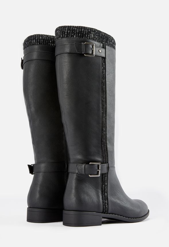 knee high boots with sweater cuff