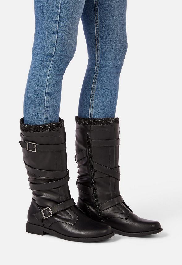 knee high boots with sweater cuff