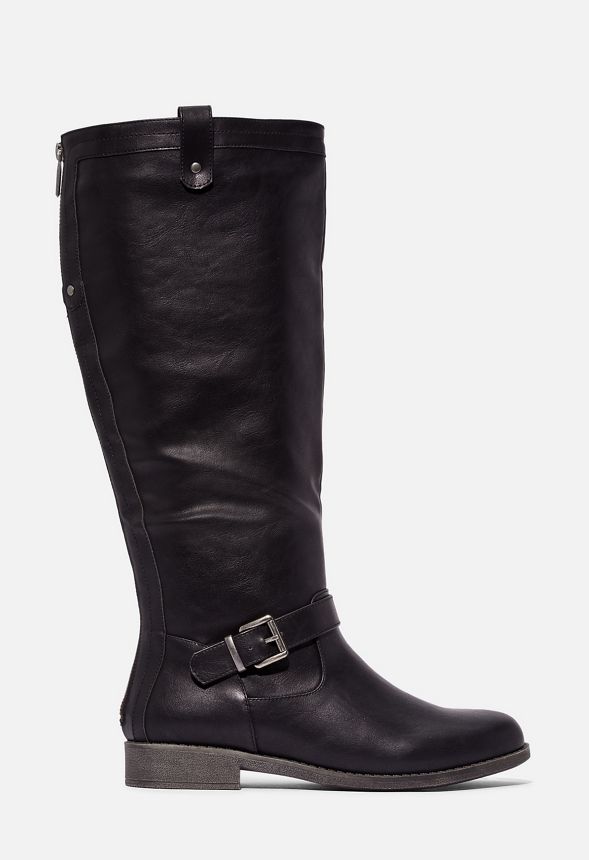 Cedar Faux Leather Riding Boot in Black - Get great deals at JustFab