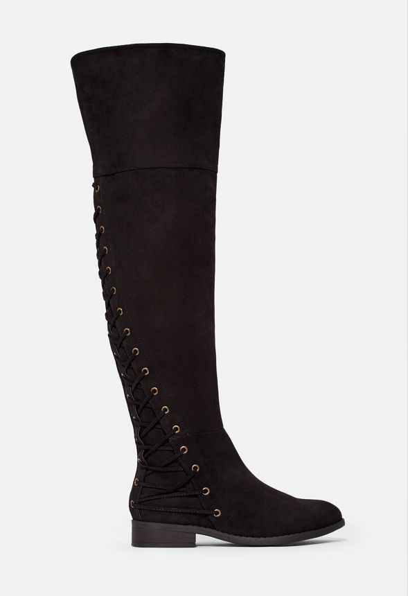black boots lace up back