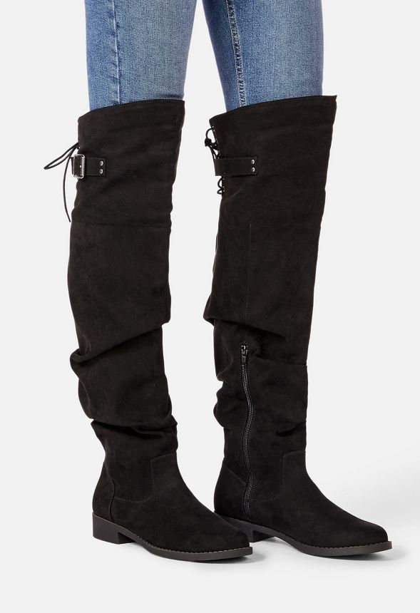 Jaxon Lace-Up Back Boot in Black - Get great deals at JustFab