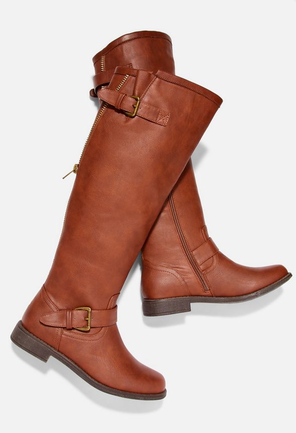cognac boots flat
