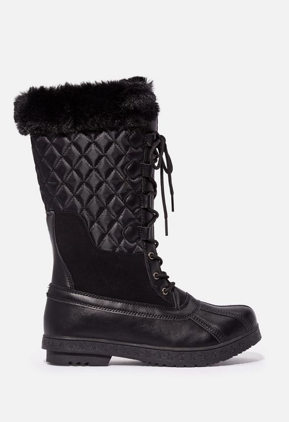 Arianna Quilted Lace-Up Winter Boot in Black - Get great deals at JustFab