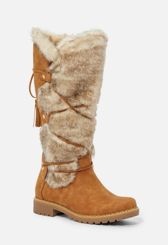 tan leather faux fur lined boots