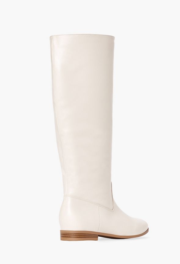 flat white boots knee high