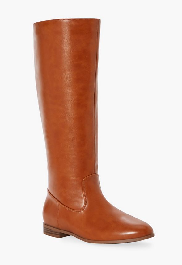 cognac flat boots