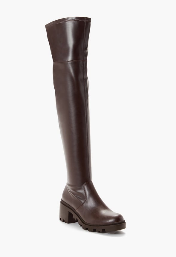 Jordane Lug Sole Over-The-Knee Boot in Coffee - Get great deals at JustFab