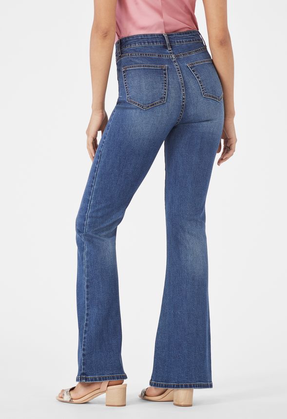 Patch Pocket Flare Jeans in Bohemian Blue - Get great deals at JustFab