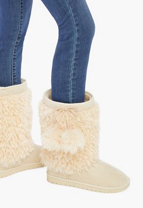 winter's coming furry fuzzy boots