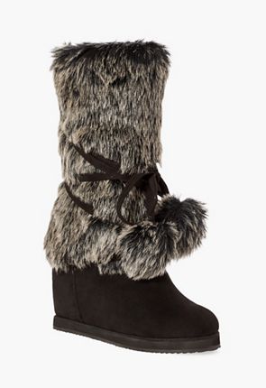 winter's coming furry fuzzy boots