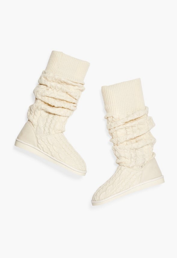 Brittany Knit Sock Fuzzie in IVORY Get great deals at JustFab