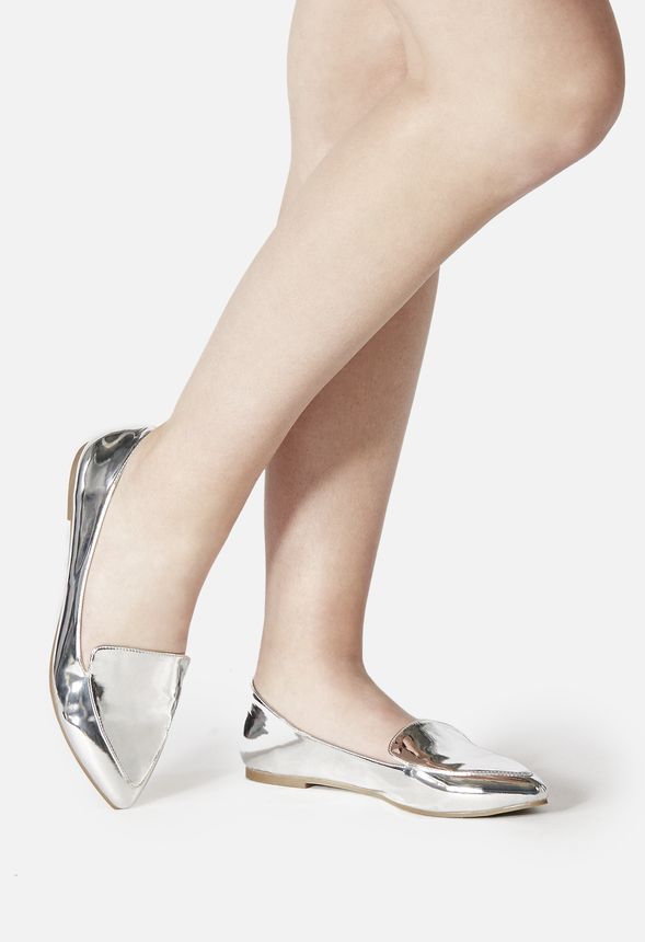 Rebeckah Flat in Silver - Get great deals at JustFab