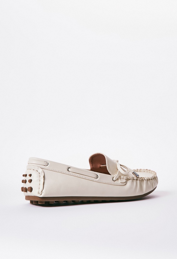 Lincoln Driving Moccasin in Birch White - Get great deals at JustFab