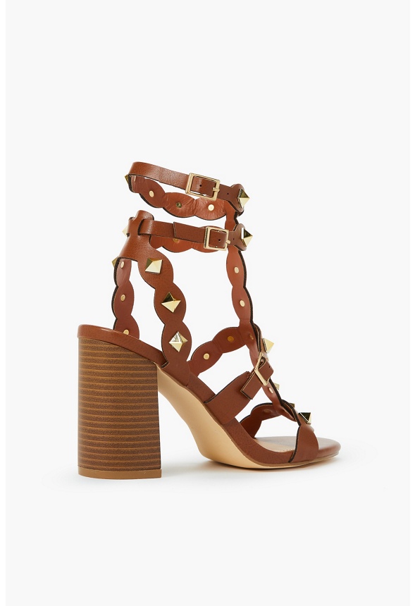 Katerina Gladiator Heeled Sandal in French Oak - Get great deals at JustFab
