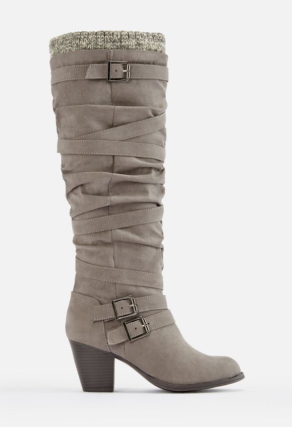 Jodie Sweater Cuff Tall Boot in Gray - Get great deals at JustFab