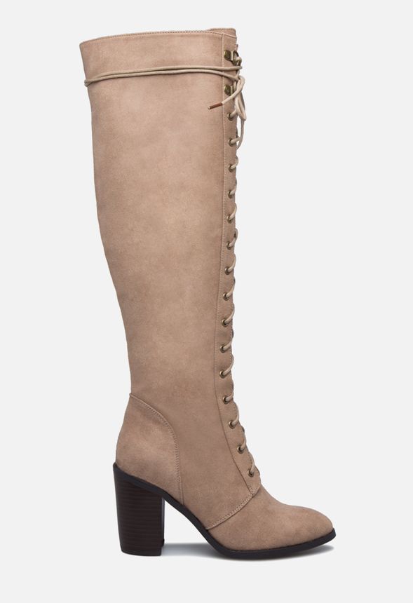 NESSA HEELED BOOT in DARK TAUPE - Get great deals at JustFab