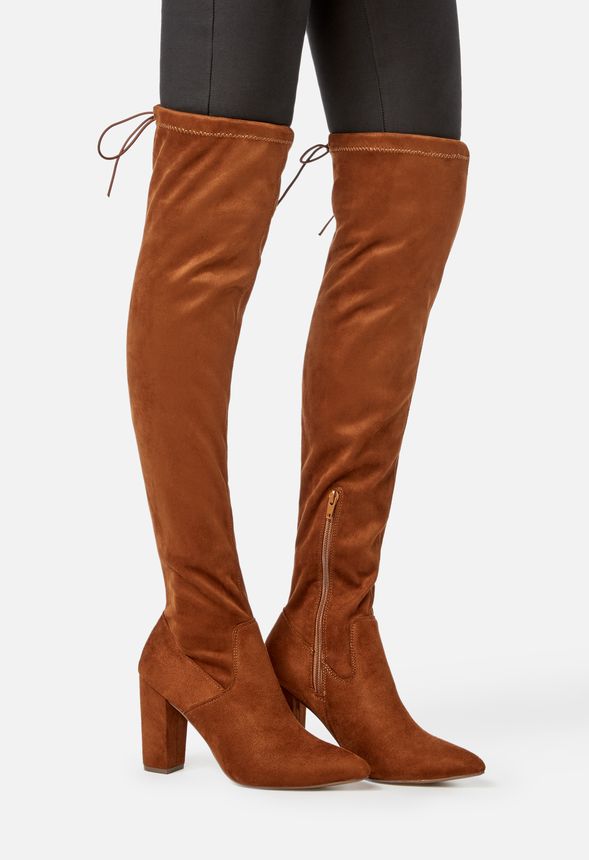 Mariam Heeled Over-The-Knee Boot in Cognac - Get great deals at JustFab