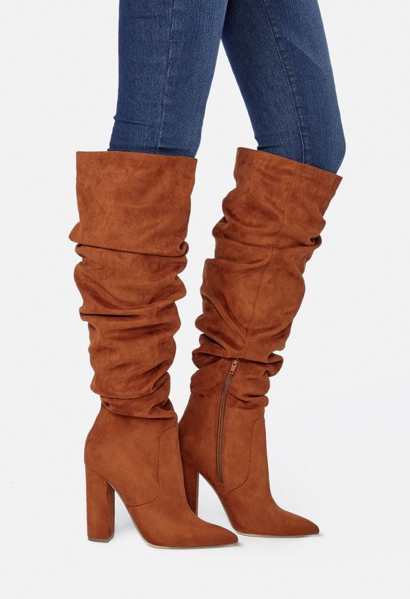 rust color over the knee boots