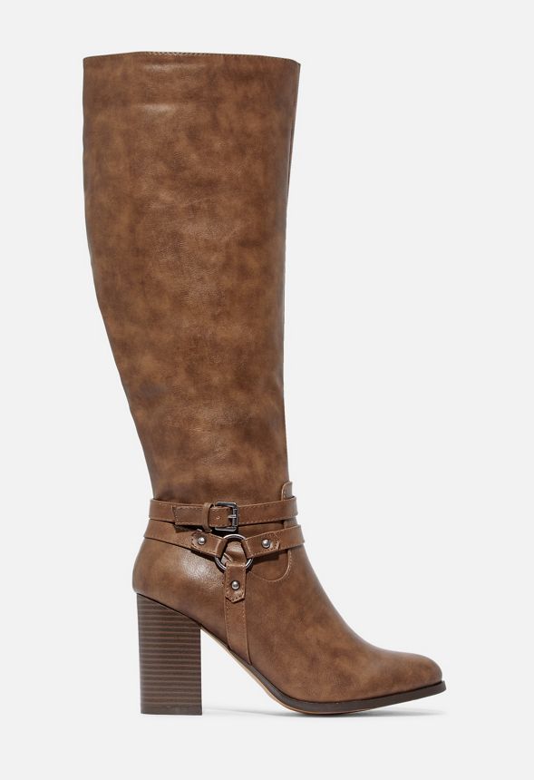 Ariel Heeled Harness Boot in Dk Taupe - Get great deals at JustFab