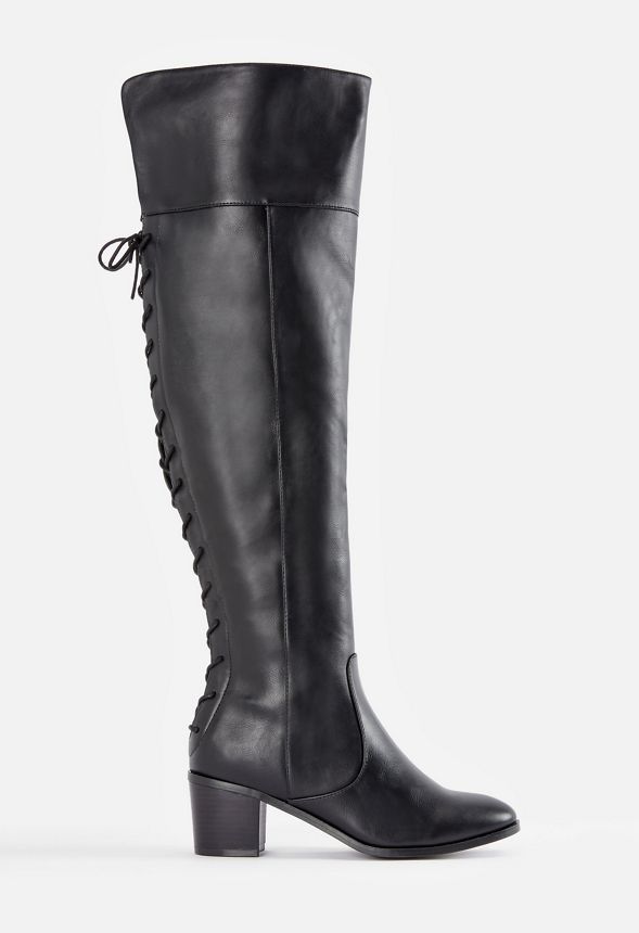 Athena Lace-Back Tall Boot in Black - Get great deals at JustFab