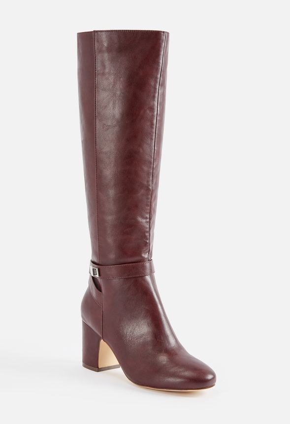 burgundy block heel boots