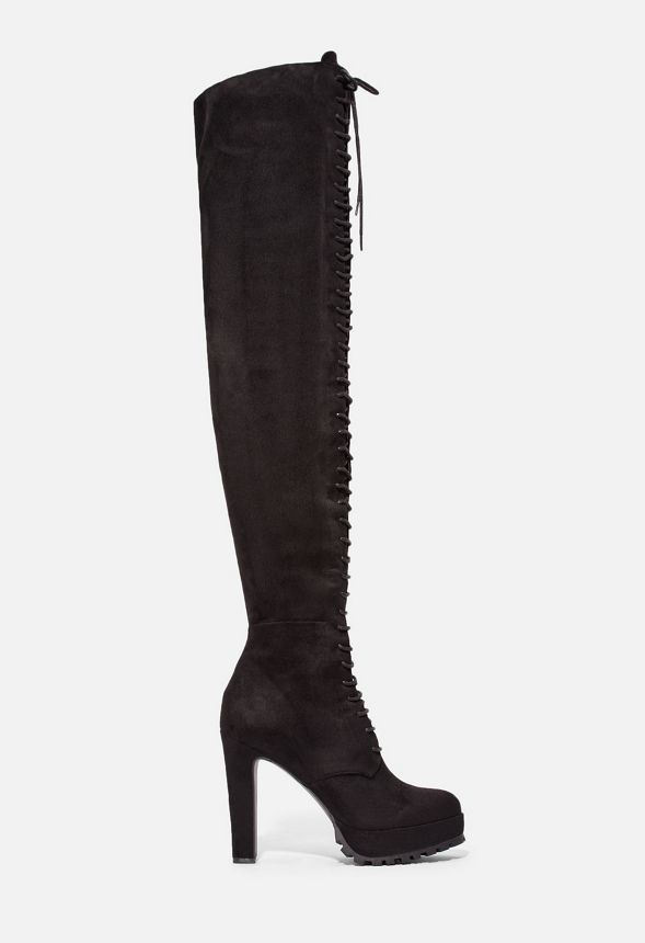 black lace up over the knee boots