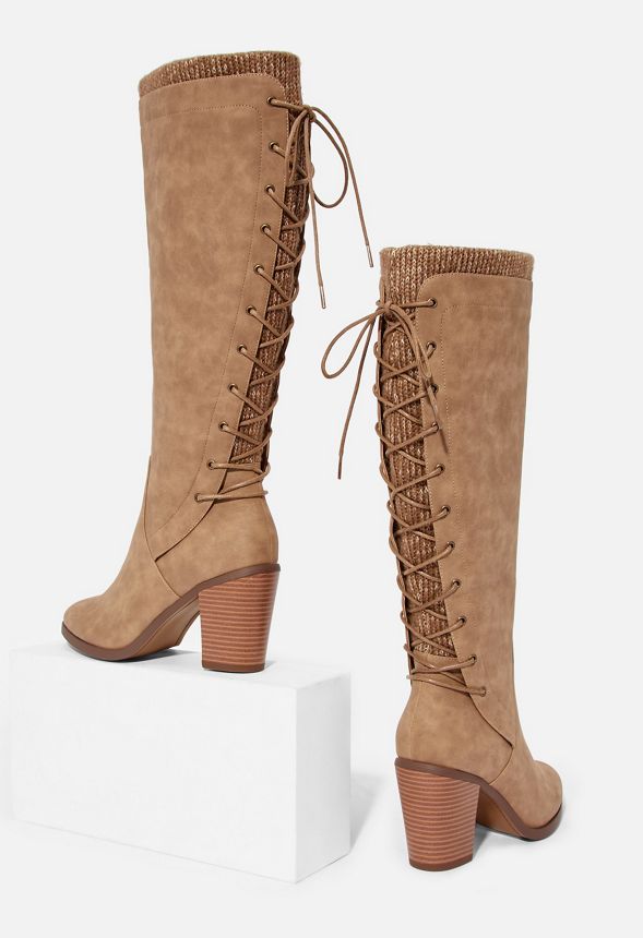 lace up back brown boots