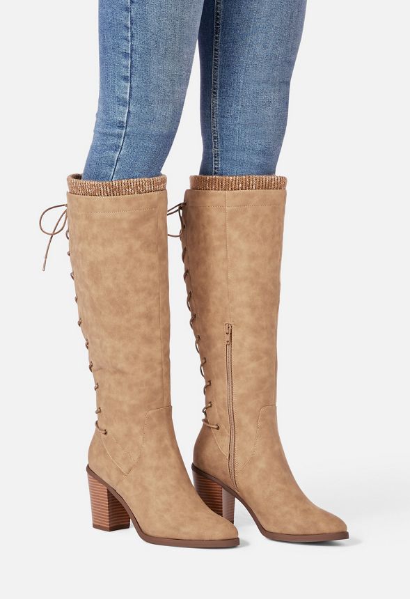 lace up back brown boots