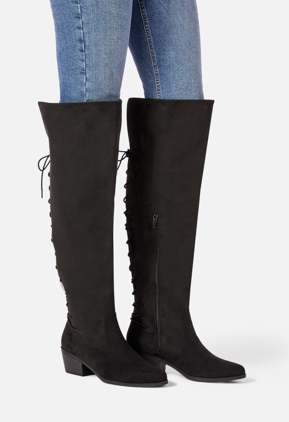 Let's Stroll Back Lace-Up Boot in Black - Get great deals at JustFab