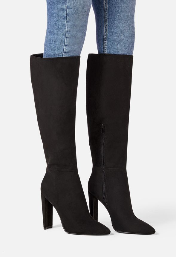 High Style Heeled Tall Boot in Black 