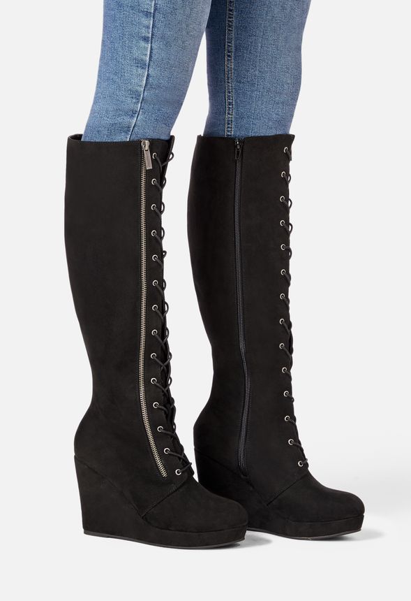 lace wedge boots