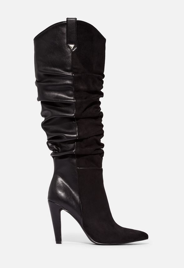 Over You Western Heeled Boot in Black - Get great deals at JustFab