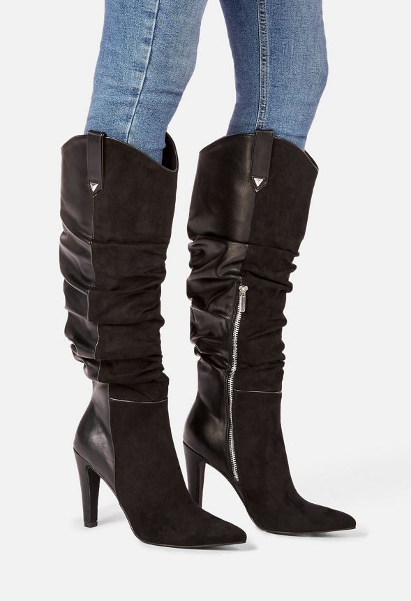 Over You Western Heeled Boot in Black - Get great deals at JustFab