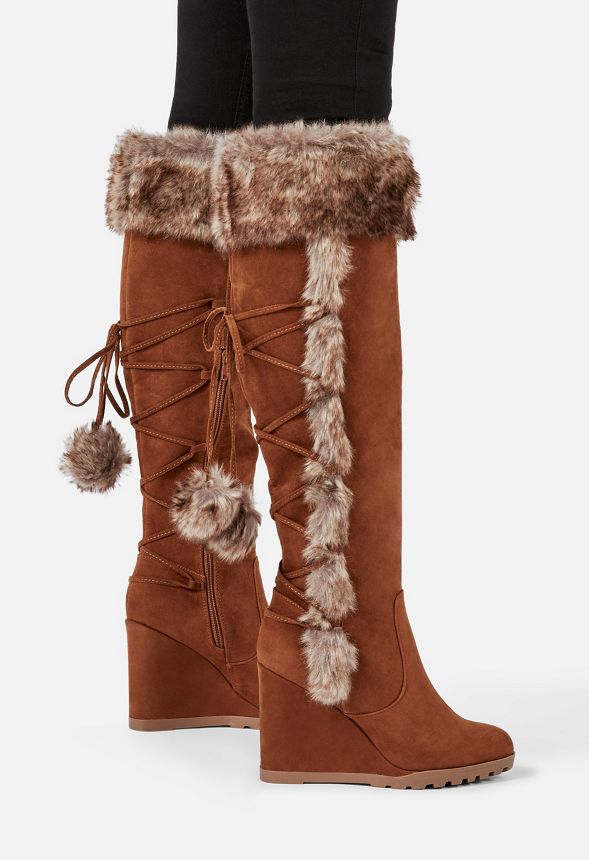 wedge boots with fur