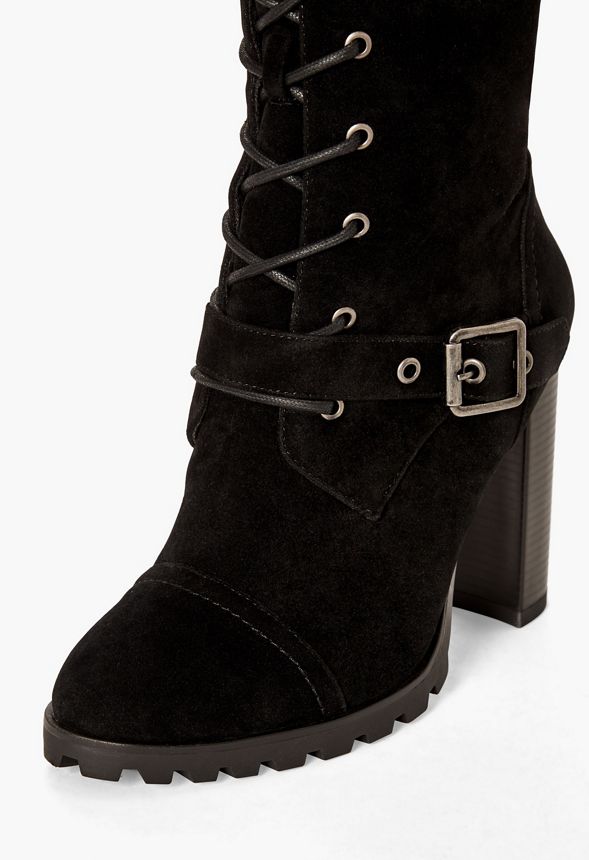 Reyya Lace-up Heeled Boot in Black - Get great deals at JustFab