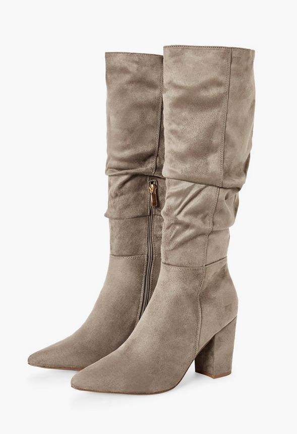 slouchy heeled boots