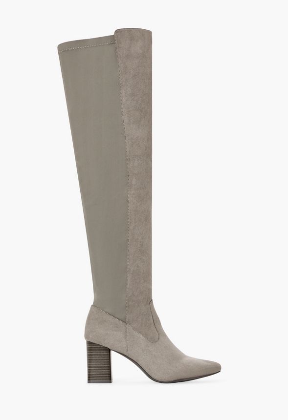 Jerika Over The Knee Heeled Boot in Gray - Get great deals at JustFab