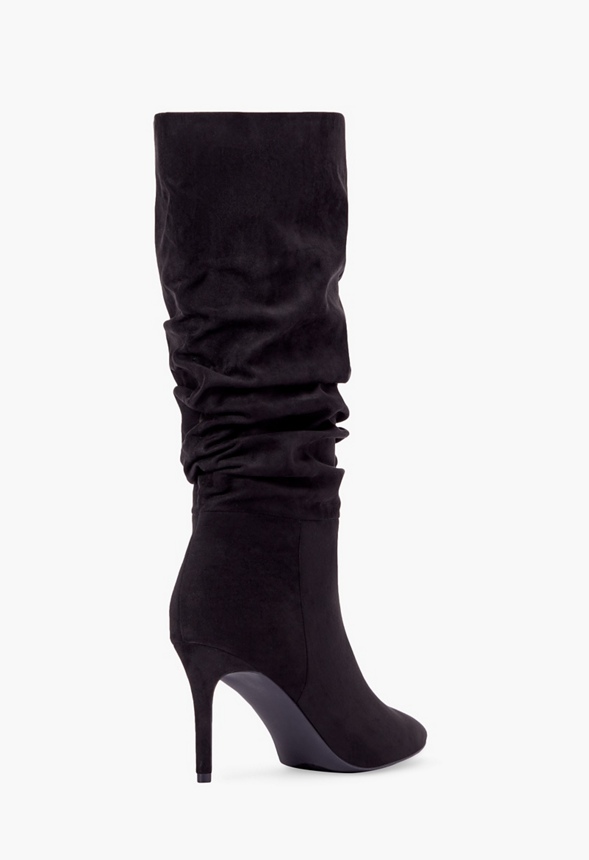 Slouch Stiletto Boot in BLACK CAVIAR - Get great deals JustFab