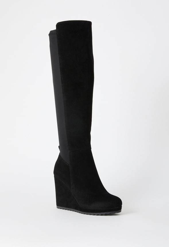 Claire Wedge Boot in BLACK CAVIAR - Get great deals at JustFab