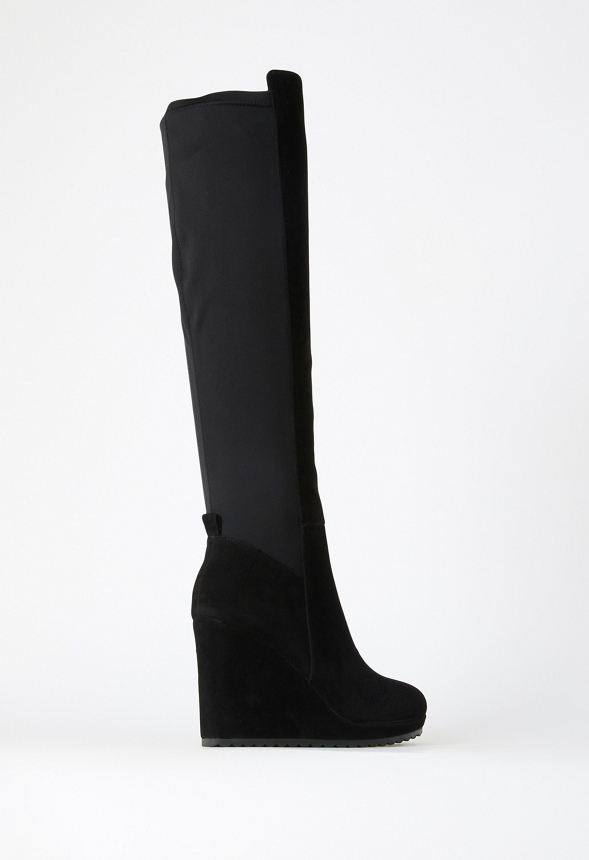 Claire Wedge Boot in BLACK CAVIAR Get great deals at JustFab