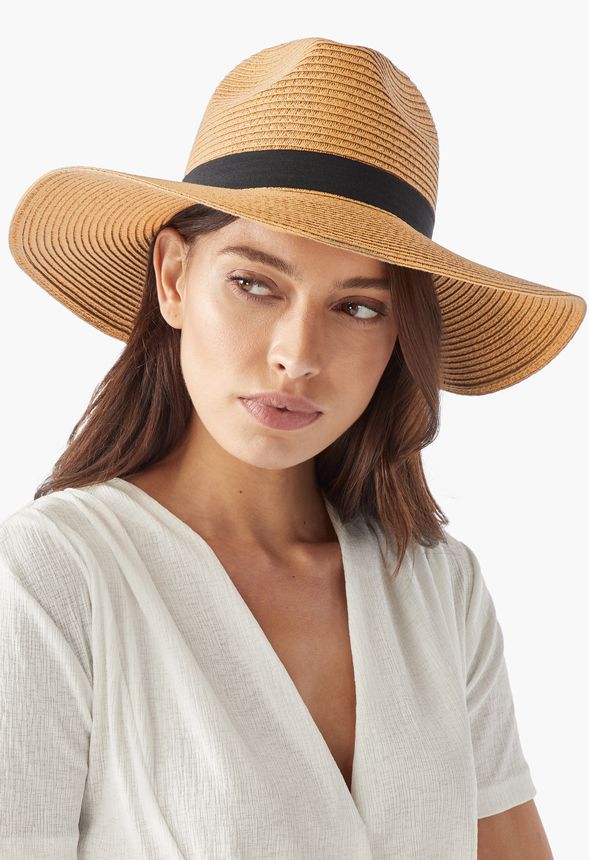 Wide Brim Panama Hat Accessories in Tan - Get great deals at JustFab