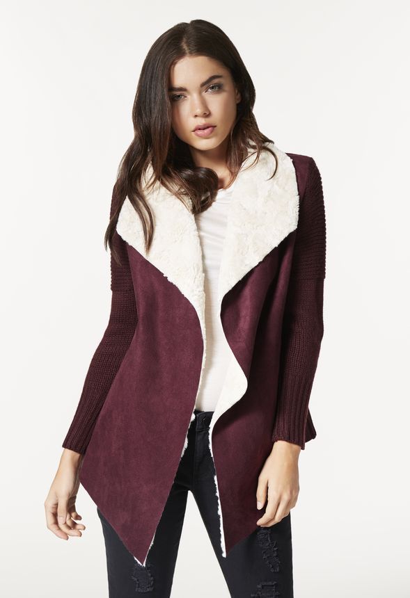 Faux Suede Sweater Cardigan