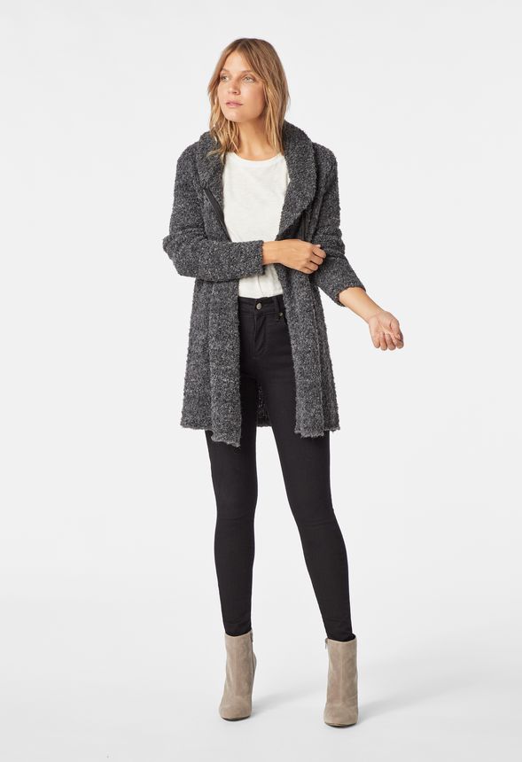 Cozy Zip Sweater in Charcoal - Get great deals at JustFab