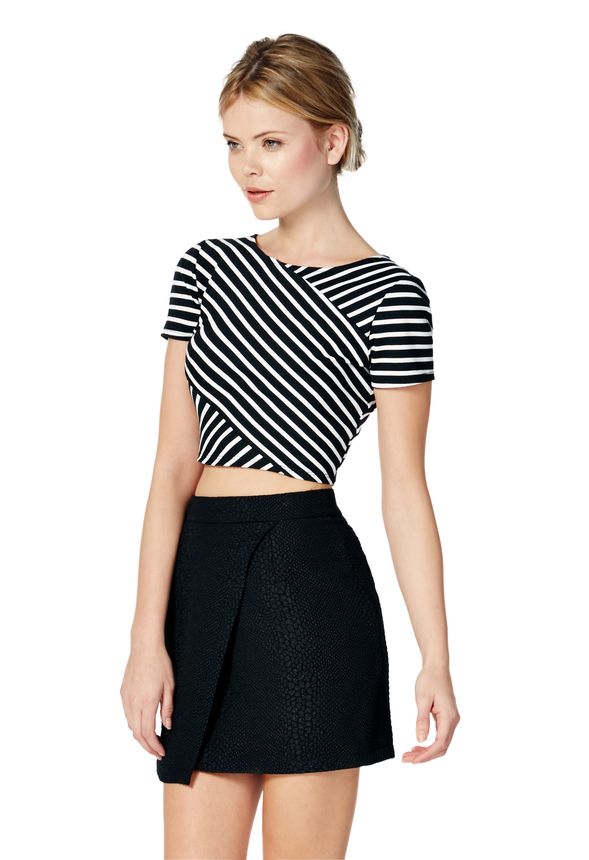 Striped Crop Top in BLACK MULTI - Get great deals at JustFab