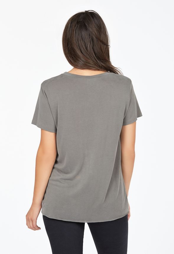 Oversized Casual Tee in Mushroom - Get great deals at JustFab