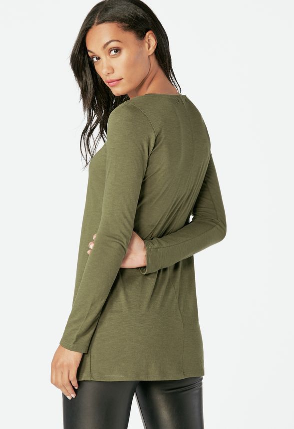 Tunic Layering Top in Dark Olive - Get great deals at JustFab