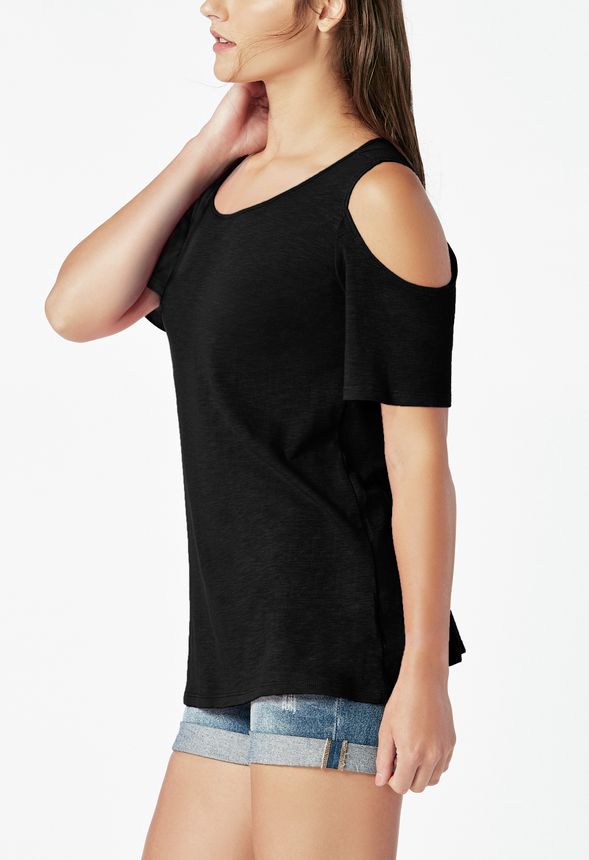 Knit Tee With Shoulder Cut-Outs in Knit Tee With Shoulder Cut-Outs ...